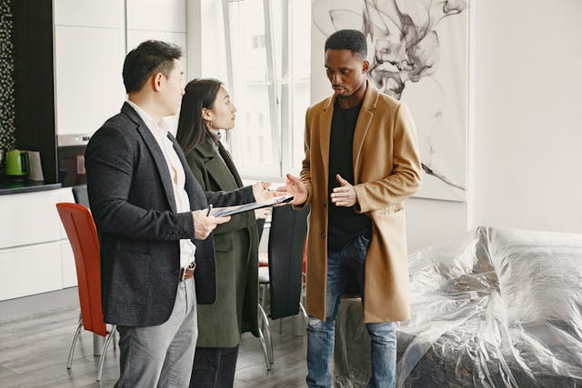 a landlord speaking with tenants